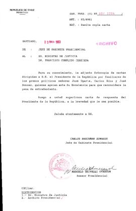 [Oficio Gab. Pres. Ord. N° 2294 de  Jefe de Gabinete Presidencial, remite copia de carta que se indica]