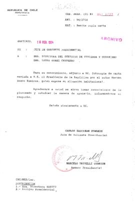[Oficio Ord. N° 722 de Jefe de Gabinete Presidencial, remite copia de carta que se indica]