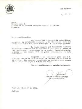 Carta de Carlos Bascuñan al Alcalde de la Ilustre Municipalidad de Las Condes