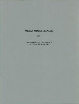 Metas ministeriales 1991, síntesis estado de avance al 31 de julio de 1991