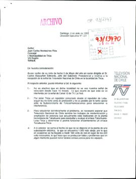 [Carta de Director de Televisión Nacional de Chile a Concejal de Tirúa]