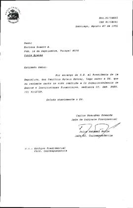 [Carta de respuesta del Jefe de Gabinete Presidencial referente a solicitud remitida a la Superintendencia de Bancos e Instituciones Financieras]