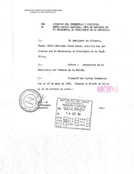 [Mensaje del Director de Ceremonial y Protocolo dirigido al Gabinete Presidencial referente a solicitud de audiencia del embajador de Colombia]