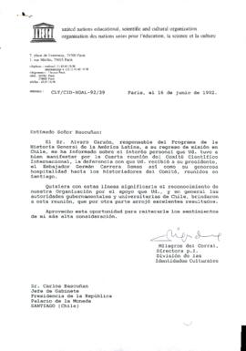 [Carta de la Directora de la División de Identidades Culturales de UNESCO dirigida al Jefe de Gabinete Presidencial]