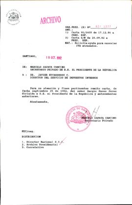 [Carta del Secretario Privado del Presidente de la República a Director del SII]