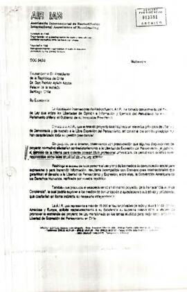 [Carta del Presidente de la Asociación Internacional de Radiodifusión, Andrés García L.]