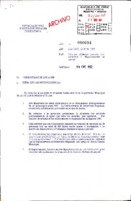 Informa situación petición de Sra. Alcaldesa I. Municipalidad de Áncud