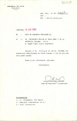 [Carta del Jefe de Gabinete Presidencial al Intendente de Magallanes y la Antártica Chilena]