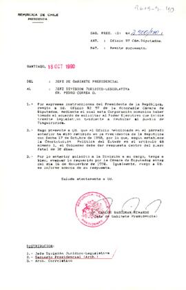 [Carta de Jefe de Gabinete a Sr. Pedro Correa sobre reubicación del Pueblo de Tinguiririca]