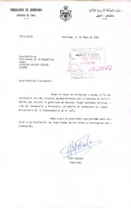 [Carta de Embajada de Jordania en Chile]