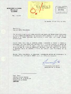 Carta para el Presidente del Arzobispado de La Serena