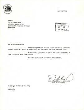 [Carta de respuesta del Jefe de Gabinete Presidencial a Televisión Nacional de Chile]