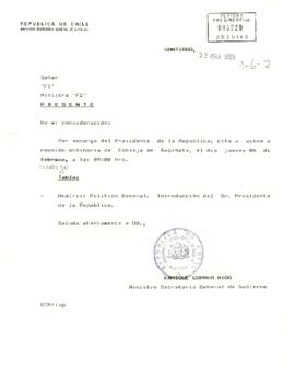 [Carta de aviso de reunión ordinaria de Consejo de Gabinete Acta de Consejo de Gabinete 04-03-93]