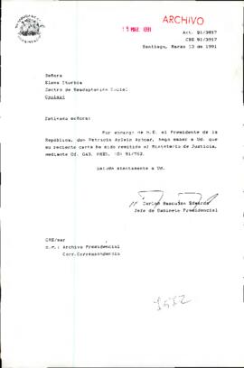 Carta remitida al Ministerio de Justicia, mediante O. GAB. PRES.