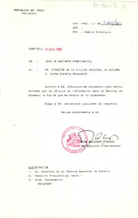 [Carta del Jefe de Gabinete Presidencial a Director de la Oficina Nacional de Retorno, Jaime Esponda]