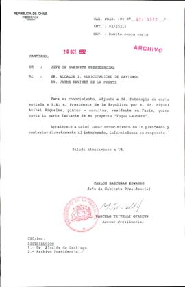 [Carta del Jefe de Gabinete de la Presidencia a Alcalde de Santiago]