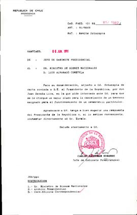 [Carta del Jefe de Gabinete Presidencial dirigida al Ministro de Bienes Nacionales sobre solicitud de particular]