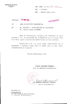 [Oficio  Gab. Pres. Ord. N° 2662 de Jefe de Gabinete Presidencial, remite copia de carta que indica]