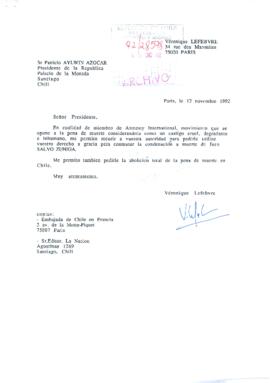 [Carta por petición de conmutación de pena de muerte a favor de Juan Domingo Salvo]