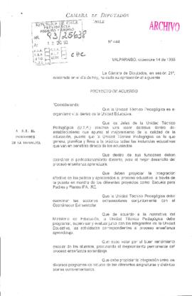 [Oficio N° 444 de Cámara de Diputados, informa aprobación de proyecto de acuerdo que indica]