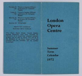 London Opera Centre : Calendario Trimestre Verano 1972