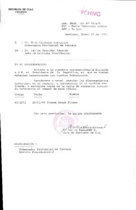 [Carta adjunta solicitudes relacionadas a la Gobernación Provincial de Iquique]