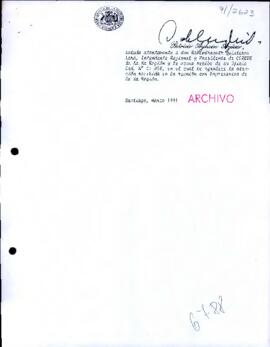 Carta acusa recibo de  Ofícío Ord. N° C: 052