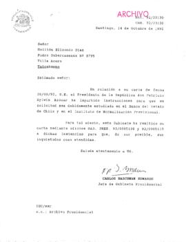 [Carta del Jefe de Gabinete Presidencial a Sr. Meliton Elizondo]
