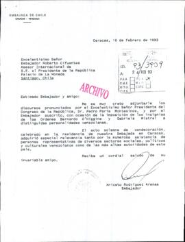 [Carta del Embajador de Chile en Venezuela, Aniceto Rodríguez]