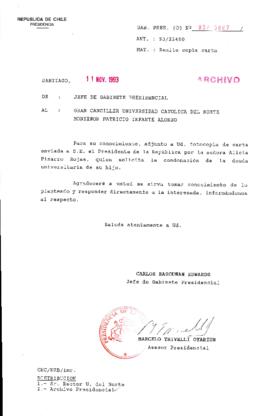[Oficio Gab. Pres. N° 5807 de Jefe de Gabinete Presidencial, remite copia de carta que se indica]