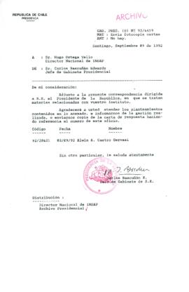[Carta del Jefe de Gabinete de la Presidencia a Director Nacional de INDAP]