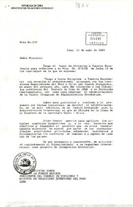 Carta del Ministerio de Relaciones Exteriores  de Chile dirigida al Presidente del Consejo de Min...