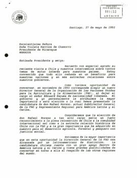 [Carta del S.E El Presidente Patricio Aylwin a Presidenta de Nicaragua]