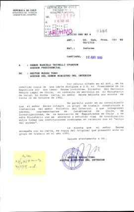 [Informa carta del Director del Servicio Médico Legal de Chile]