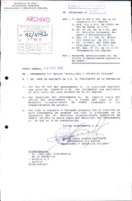 [Oficio Reservado Nº 032 de Intendente de Magallanes, responde]