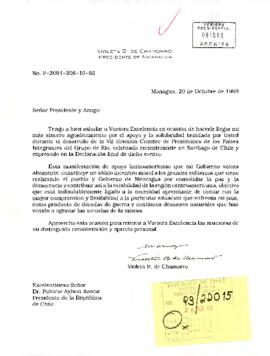 [Carta del presidente de Nicaragua]