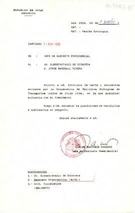 [Carta del Jefe de Gabinete Presidencial al Subsecretario de Economía]