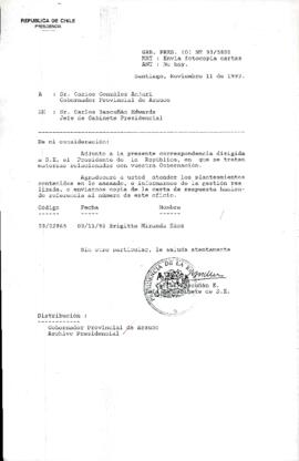 [Oficio Gab. Pres. N° 5801 de Jefe de Gabinete Presidencial, remite copia de carta que se indica]