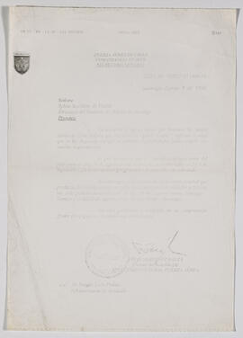 Carta del Secretario Gral. de la Fuerza Aérea, Cnel. de Aviación (A) sr. Félix Martínez Baeza, dirigida a Sylvia Soublette de Valdés