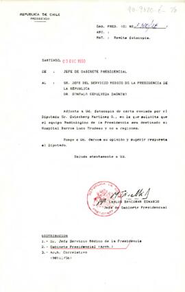 [Carta del Jefe de Gabinete Presidencial al Jefe del Servicio Médico de la Presidencia]