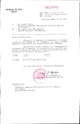 [Carta del Jefe de Gabinete de la Presidencia a SEREMI de Salud VIII Región]