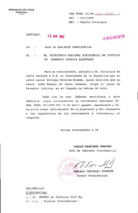 [Oficio  Gab. Pres. Ord. N° 3040 de  Jefe de Gabinete Presidencial, remite copia de carta que se indica]