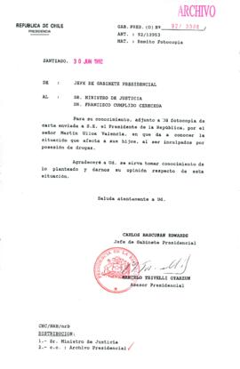 [Carta del Jefe de Gabinete de la Presidencia a Ministro de Justicia]