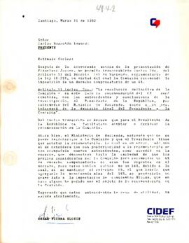 [Carta de  automotora CIDEF con respecto a la importanciones de camionetas NISSAN]