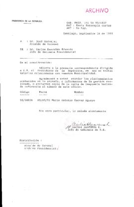 [Oficio  Gab. Pres. Ord. N° 4807 de Jefe de Gabinete Presidencial, remite copia de carta que se indica]