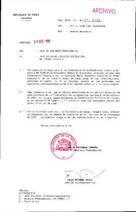 [Oficio del Jefe de Gabinete Presidencial dirigido al Jefe de la División Jurídico Legislativa, Sr. Pedro Correa]