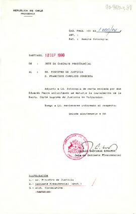 [Carta de Jefe de Gabinete a Ministro de Justicia remitiendo carta de Sr. Eduardo Parra]