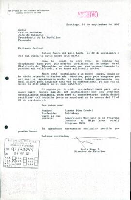 [Carta del Director de Estudios de la Academia Diplomática de Chile dirigida al Jefe de Gabinete ...