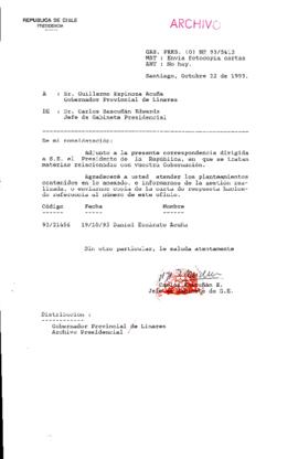 [Oficio Gab. Pres. Ord. N° 5412 de Jefe de Gabinete Presidencial, remite copia de carta que se indica]