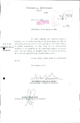 [Oficio del Presidente de la Cámara de Diputados dirigido al Presidente Patricio Aylwin, referente a comunidades aymaras]